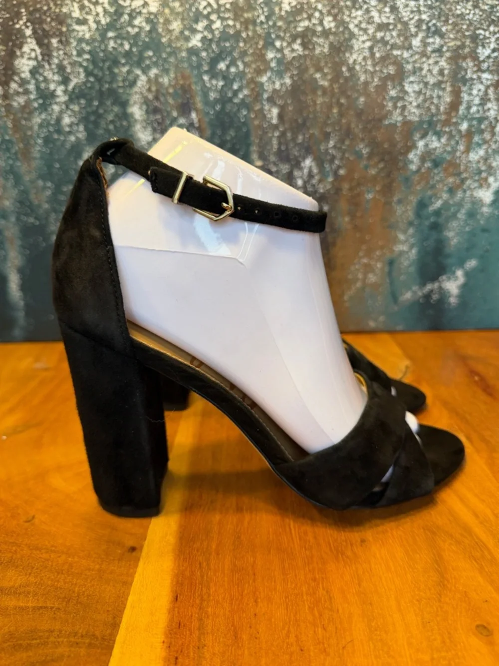 Sam‎ Edelman Classic 2010s Black Suede Block Heel Sandals 7